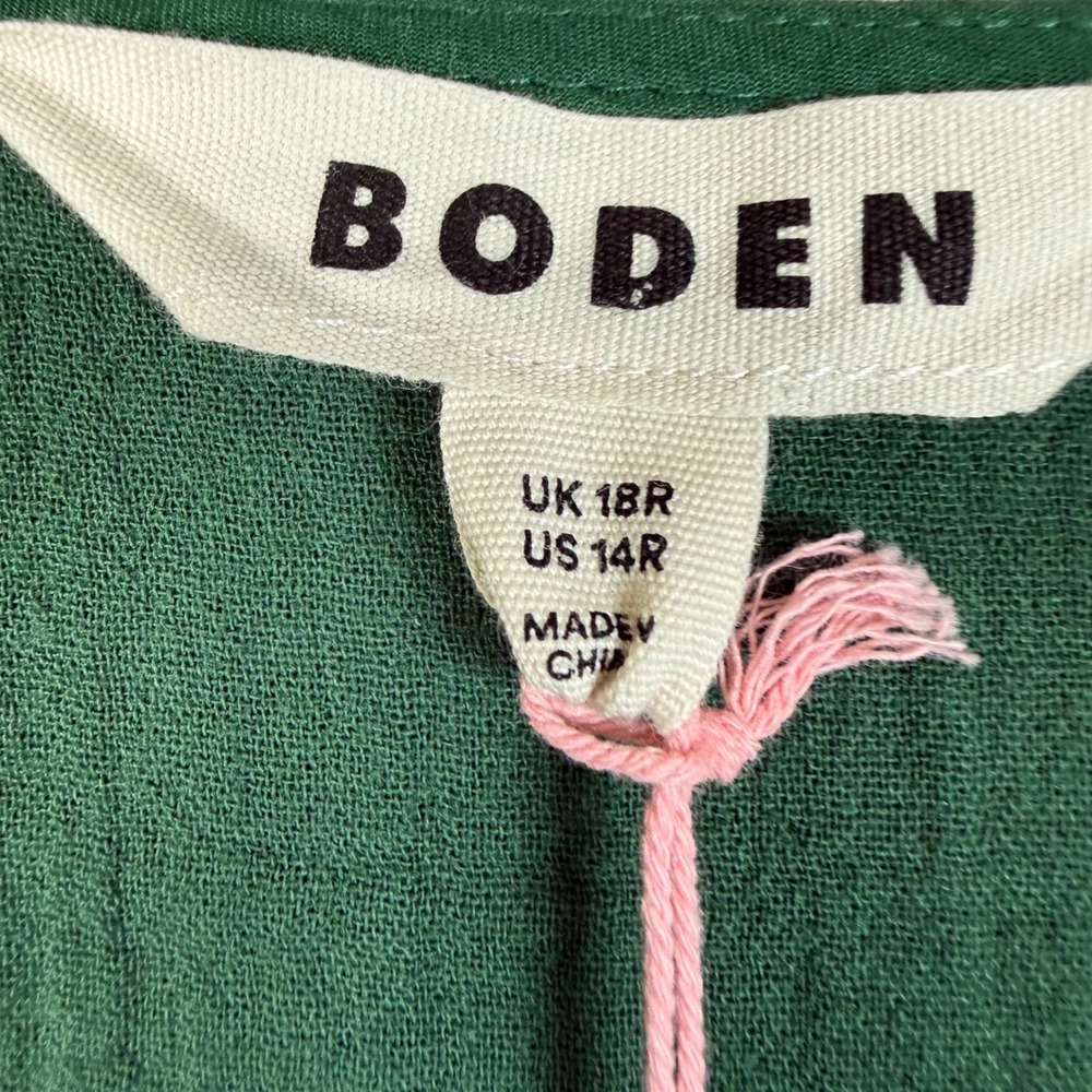 Boden NWT Eve Eden Green Sleeved Double Cloth V-Neck Midi Dress 14R - Picture 5 of 14